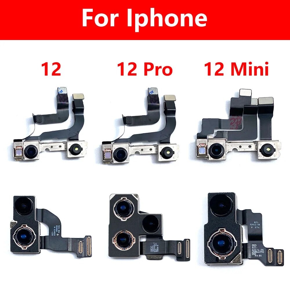 Original For iPhone 12 12Pro 13 13Pro Max Mini Front Camera Flex With Back Rear Camera Module Flex Cable. 