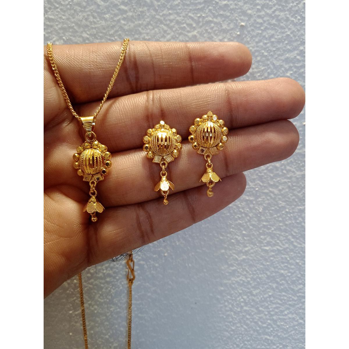 Gold plated jewellery - locket-chain-earrings for women- L285