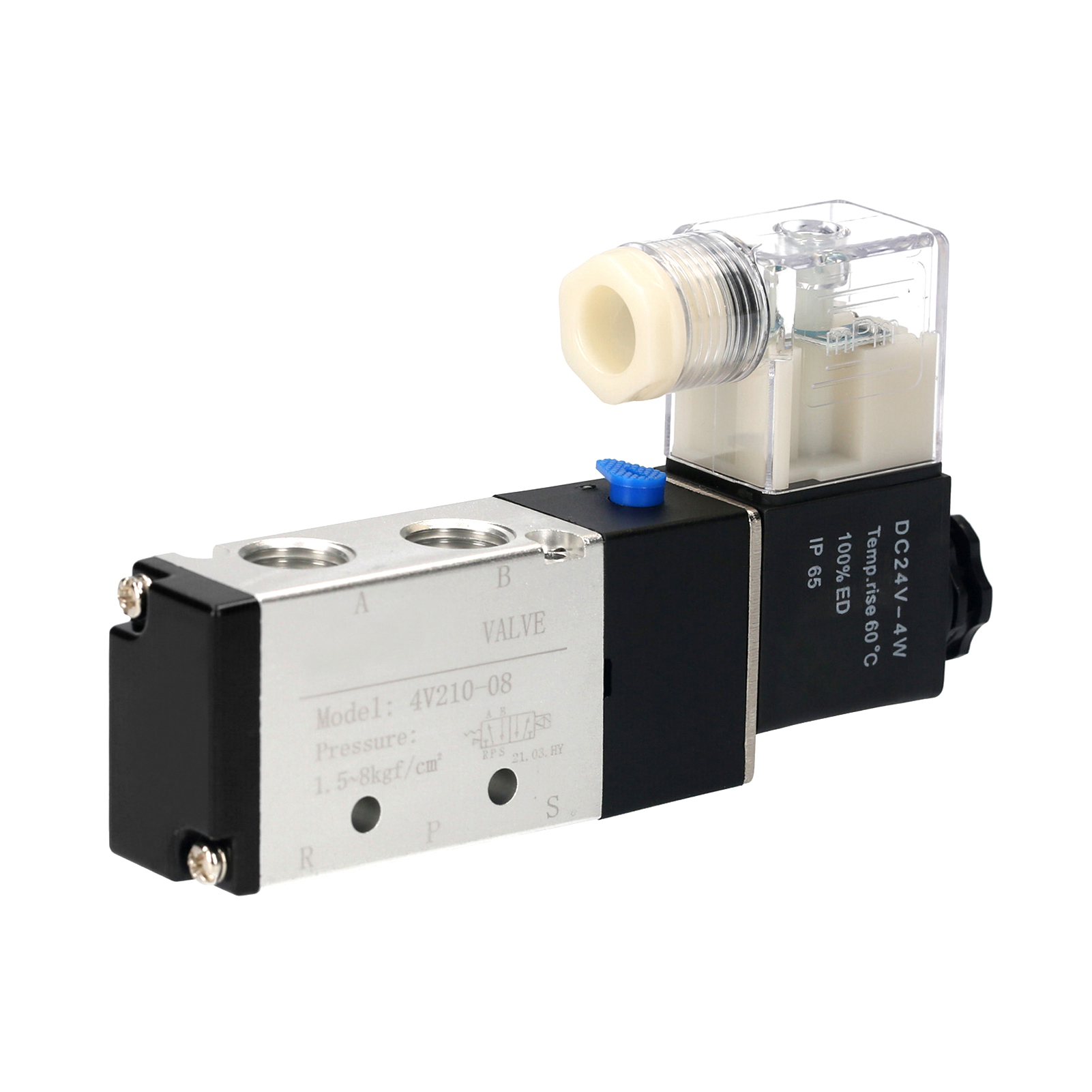 Pneumatic Air Control Solenoid Valve DC 24V PT1/4'' 5 Way 2 Position Internally Piloted Acting Type Single Electrical Control. 