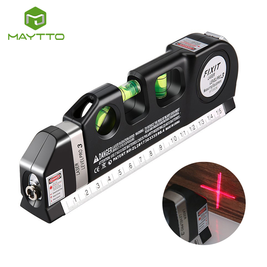 MAYTTO 8ft Laser  Laser Level laser measure Line Measurement Tape Ruler Adjusted Standard and Metric Rulers