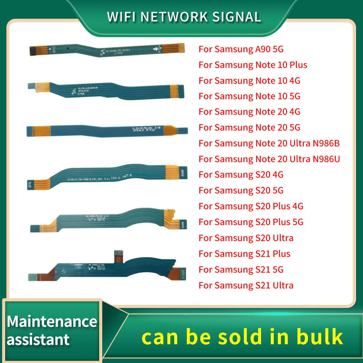 Wifi Network Signal Antenna Board Connector Flex Cable For Samsung Galaxy A90 S21 S20 Note 10 Plus 20 Ultra 4G 5G Repari Part