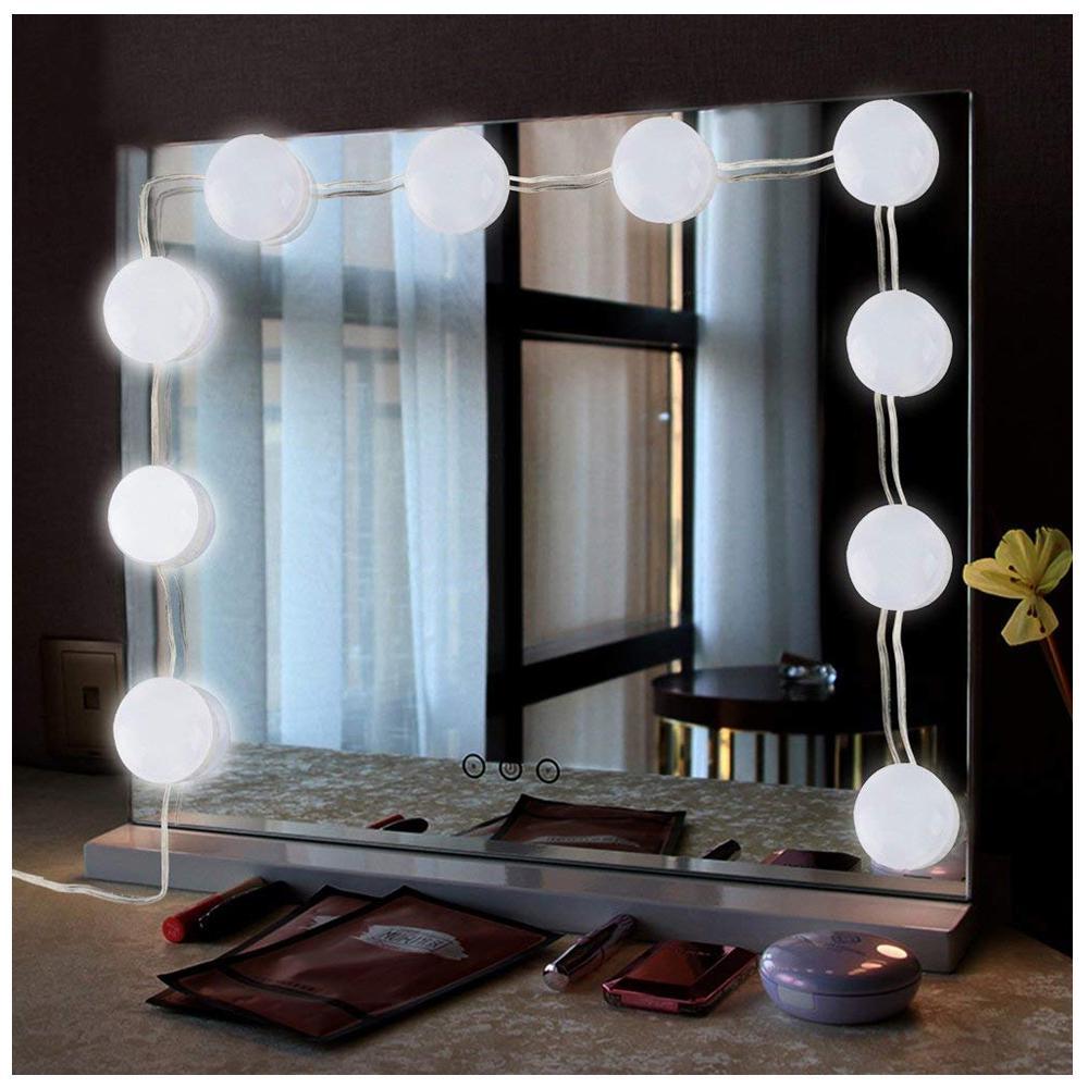 Hollywood Style Led Vanity Makeup Mirror Lights Kit With 10 Dimmable Bulbs 7000k White Flexible Light For Table Set In Dressing