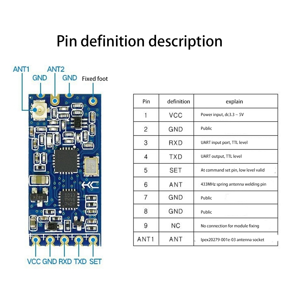 HC-12 433Mhz SI4463 Wireless Serial Port Module 1000M Bluetooth HC12. 