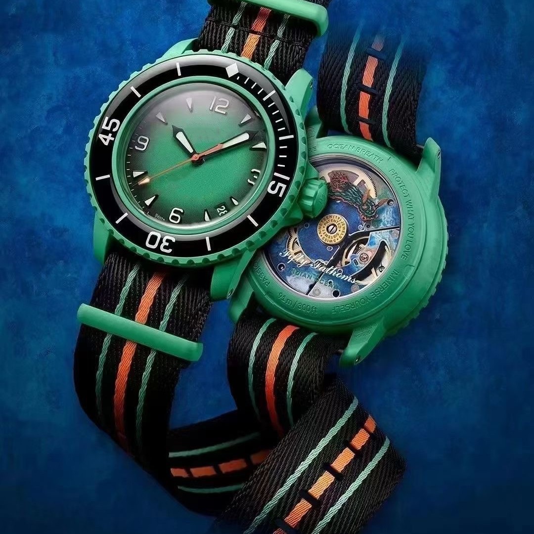 New cross-border BP Bobswatch joint X Swatch nylon with through bottom plastic imitation mechanical watch