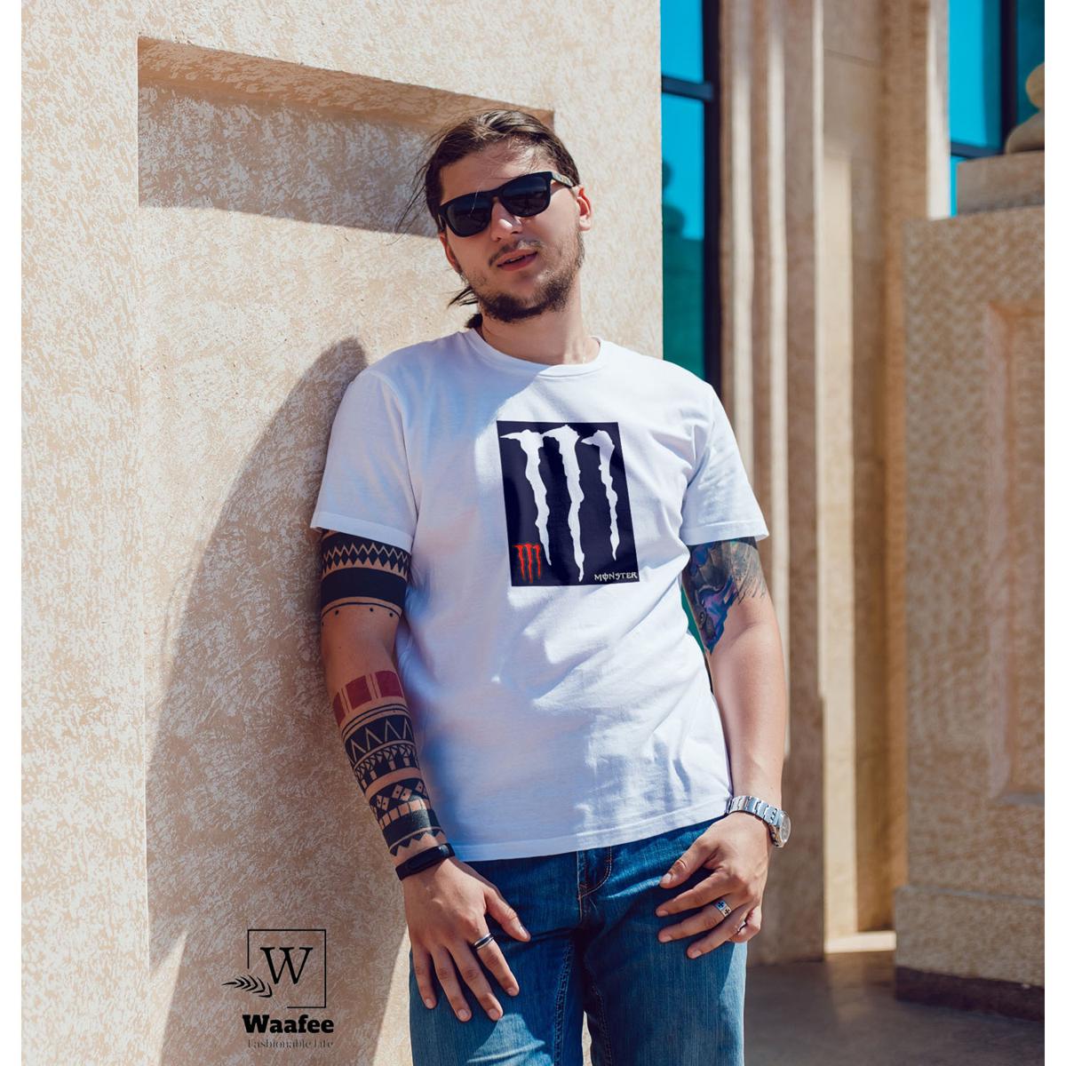 Wonderful Monster new desing half hata tshirt - T Shirt For Man