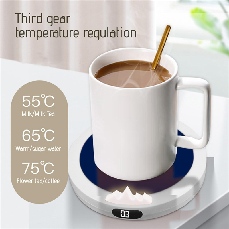 Portable USB Heating Cup Warmer 3-Gear Coffee Mug Warmers 10W Fast Heating Temperature Control 8H Auto Shutdown-Black. 