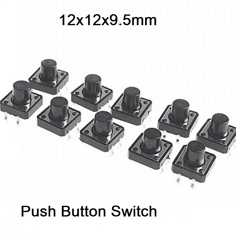 5Pcs- Momentary Push Button Switch 12x12x9.5mm 4Pin On Off Momentary Tactile Tact Push Button Micro Switch Self Reset Switches DIP Top