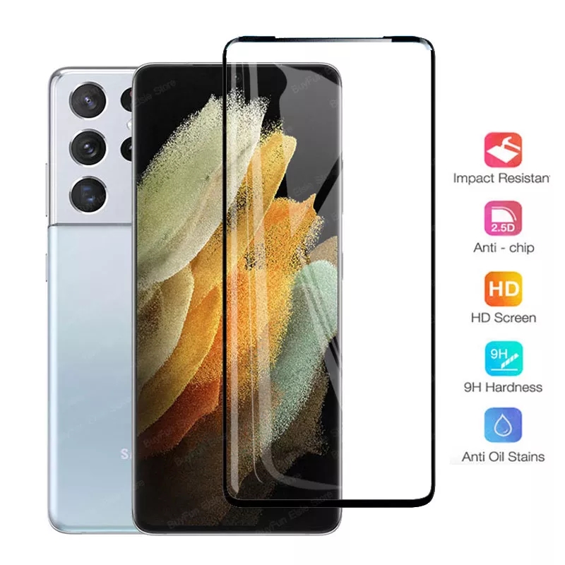 For Samsung Galaxy S21 Ultra / S21 Plus / S21 Edge to Edge Full Cover Scratch Proof HD Tempered Glass Screen Protector Full Glue
