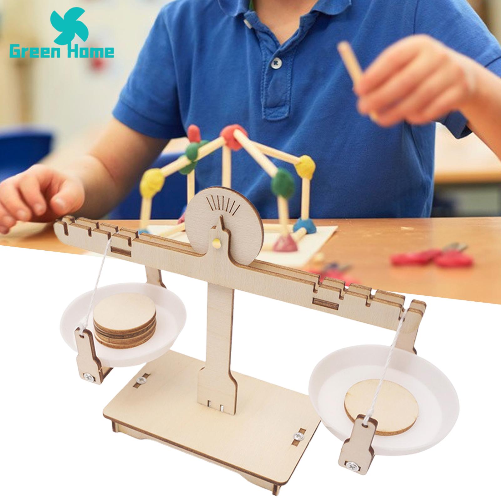 Green Home DIY Balance Scale Creative Thinking Self-assemble DIY Building Balance Scale Model. 