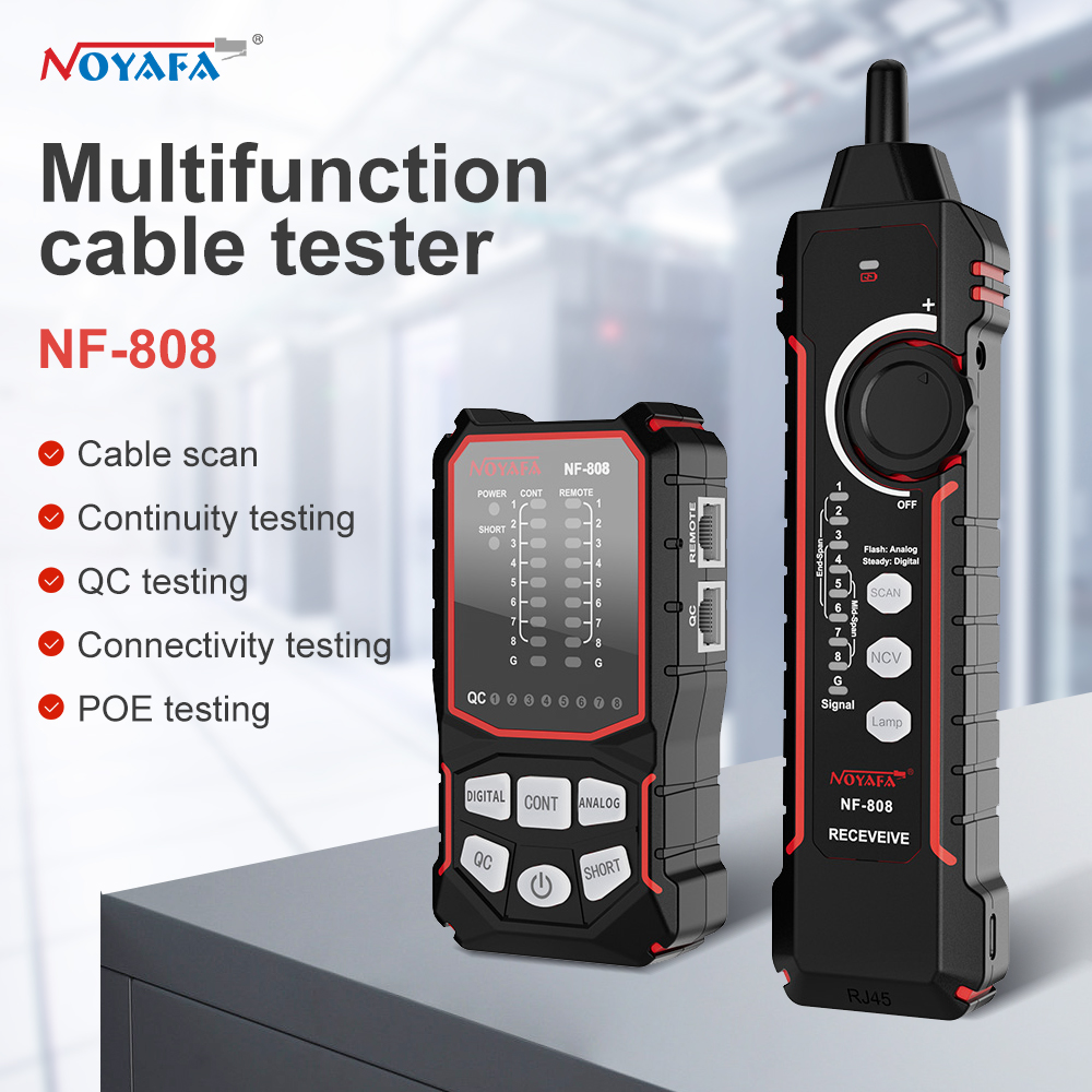 NOYAFA Network Cable Tester CAT5 CAT6 Cable Tracker LCD Display Poe Tester Network Tools Support Continuity Test Wire Tracer