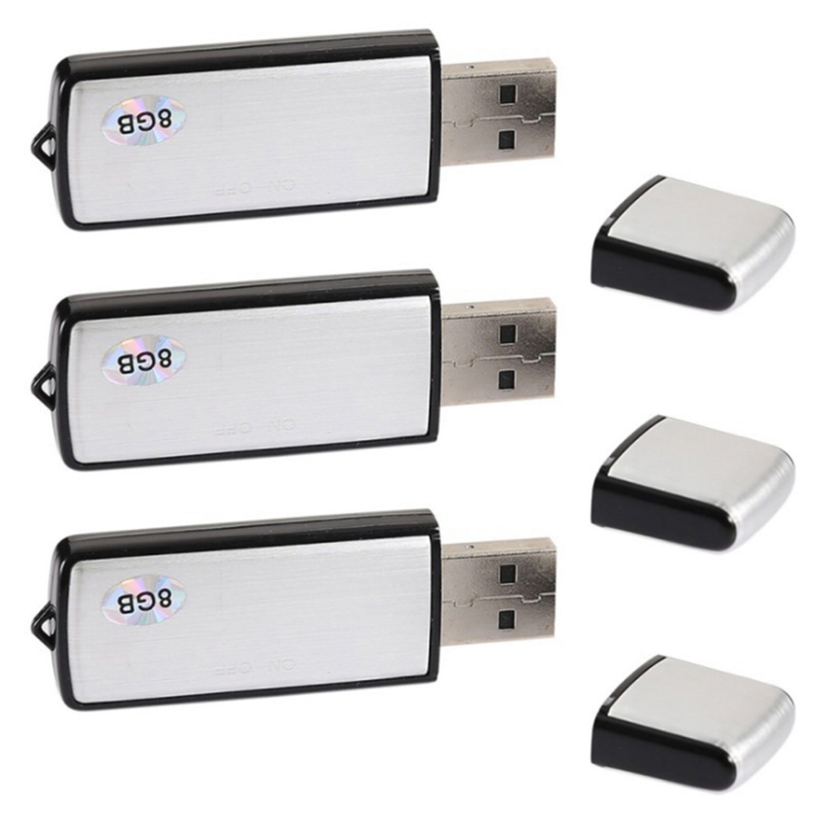 3X 8GB Voice Activated Mini Recording, USB Flash Drive Sound Recording Recorder,for Lectures, Meetings, Class