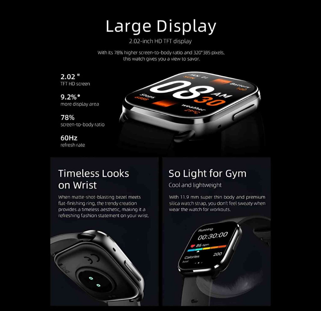 QCY Watch GS Bluetooth Calling Smartwatch. 