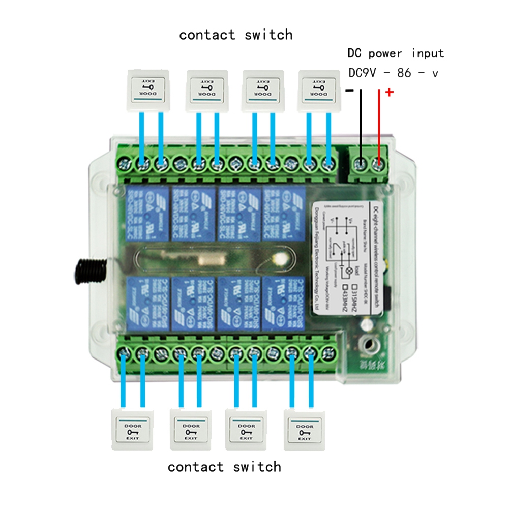 8 Channel DC 9-72V Remote Control Wireless Switch Remote Motor Control Switch (1 Set). 