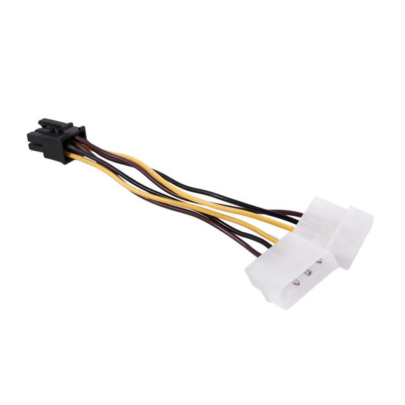 A Dual 4-Pin Molex IDE to 6 Pin PCI-E Graphic Card Power Connector Cable Adapter. 