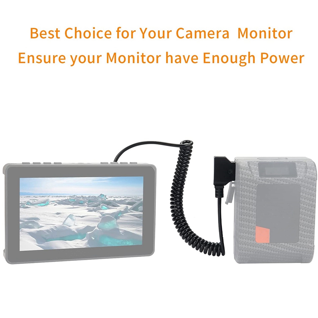 Coiled D-Tap to L-Series F550 Battery Dummy Cable / Shinobi Small Hd/ Camera Monitor. 