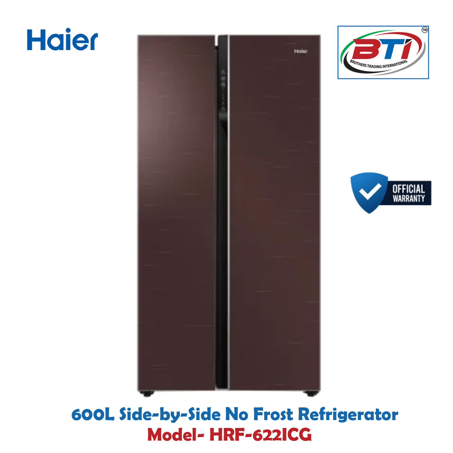 Haier Side-by-Side Refrigerator No Frost 600 Litter Model-HRF-622ICG (Chocolate Colour)