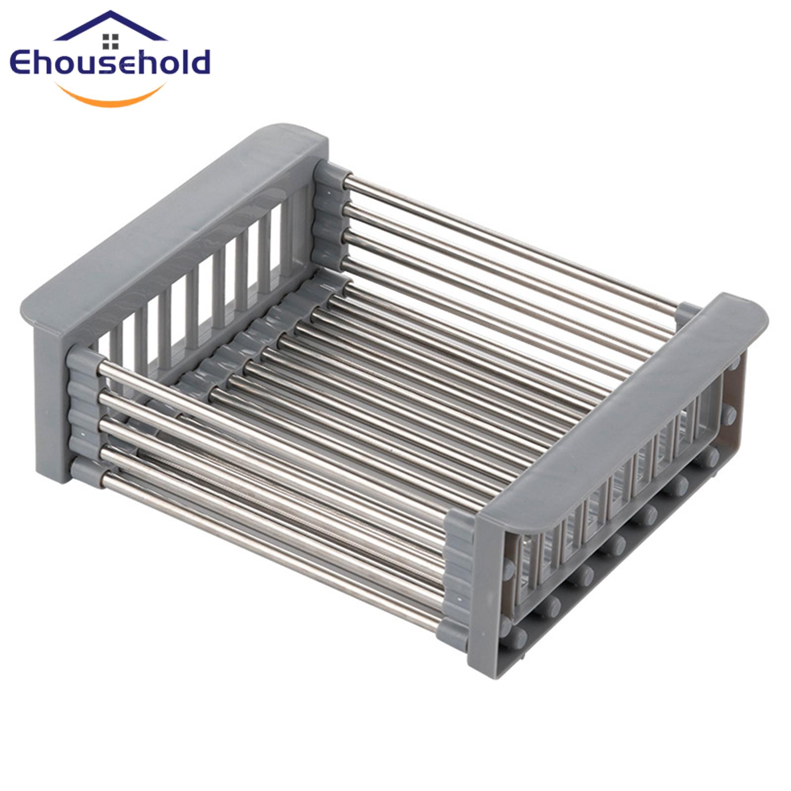 Sink Rack Stretchable Fruit Vegetable Washing Space-saving Sink Drain Shelf. 