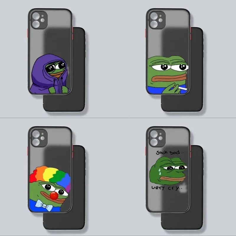 2023 New Sad Frog pepe Phone Case iPhone 11 13 12 14 Pro 7 XR X XS Max 8 6 6S Plus 13Pro Moonlight Shines