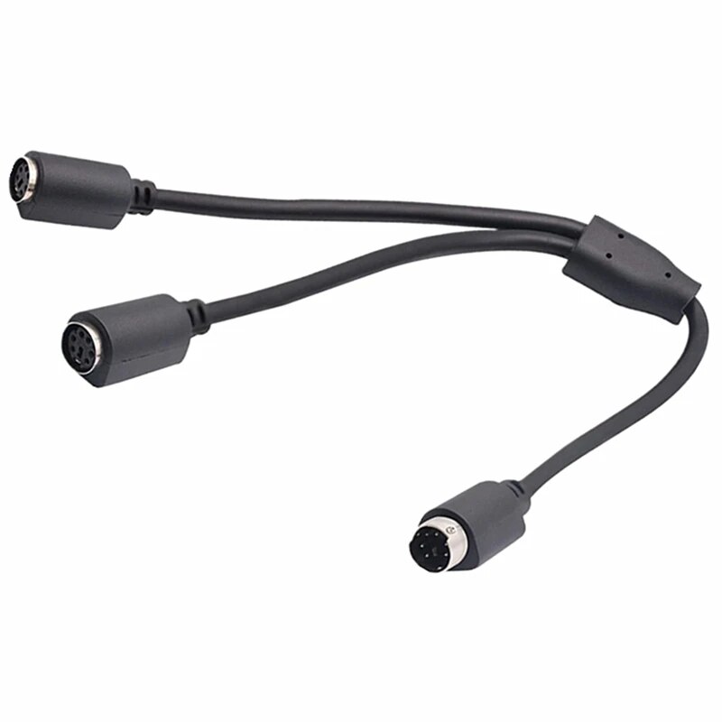 S-video Mini DIN 6-pin Splitter Y Adapter 1 male 2 female Cable 6pin PS/2 PS2 Data Cable to Keyboard and Mouse Interface. 