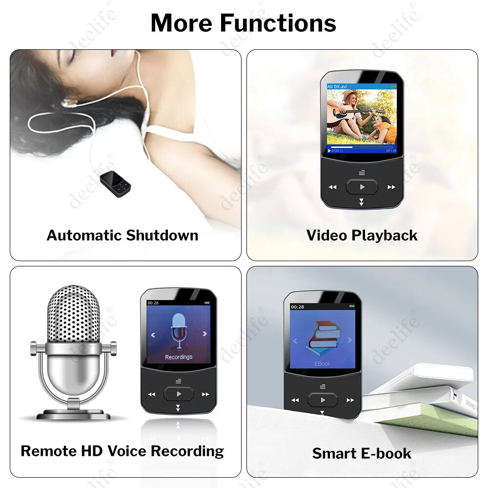Deelife Sport Bluetooth MP3 Player for Running with Music Play Armband Portable Clip Pedometer FM Radio TF Recording Mini Mp 3. 