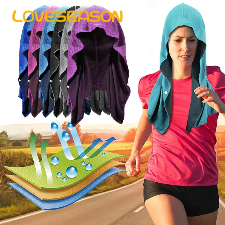Hoodie Towel Cooling Hoodie Towel Sweat Absorption Extra Soft Protection  Quick Drying Neck Wrap for Sports Cooling Towel