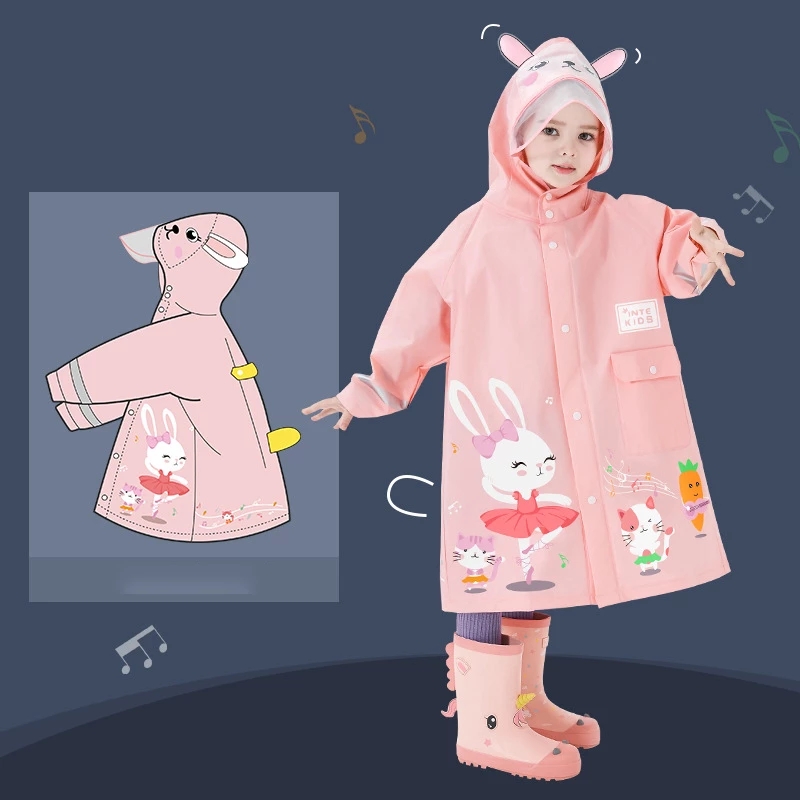 Cute Polyester Baby Raincoat Outdoor Waterproof Rain Coat Children Impermeable Poncho Boys Girls Rain Jacket