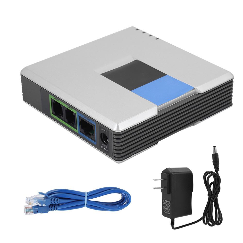VoIP Gateway Internet Phone 2 Ports Adapter SIP RJ45 Cable For Linksys PAP2T. 