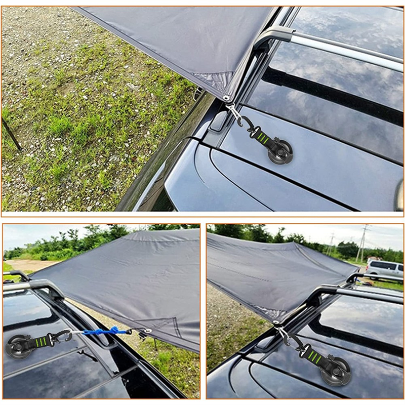 4 PCS Heavy Duty Suction Cup 360° Rotating Camping Suction Hooks Car Suction Cups Anchor With D Ring For Awning-Orange. 