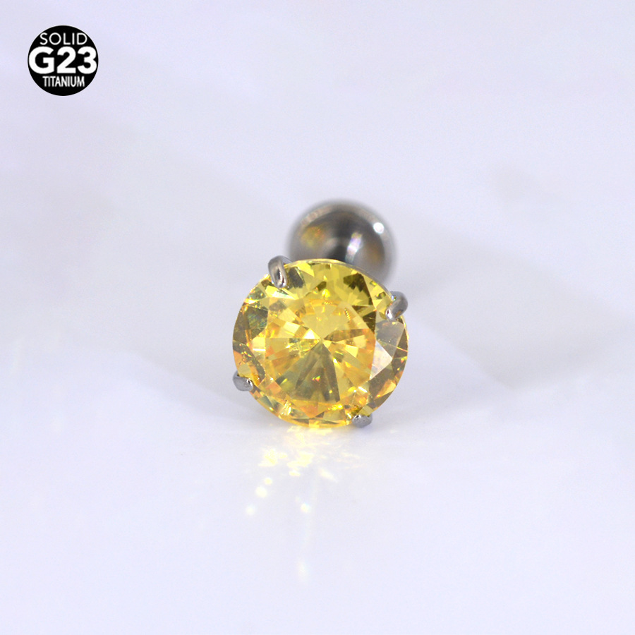 6mm large zircon G23 titanium alloy lip nail raffia claw zircon accessories 0.9 tooth lip nail ear nail nose ring eyebrow nail