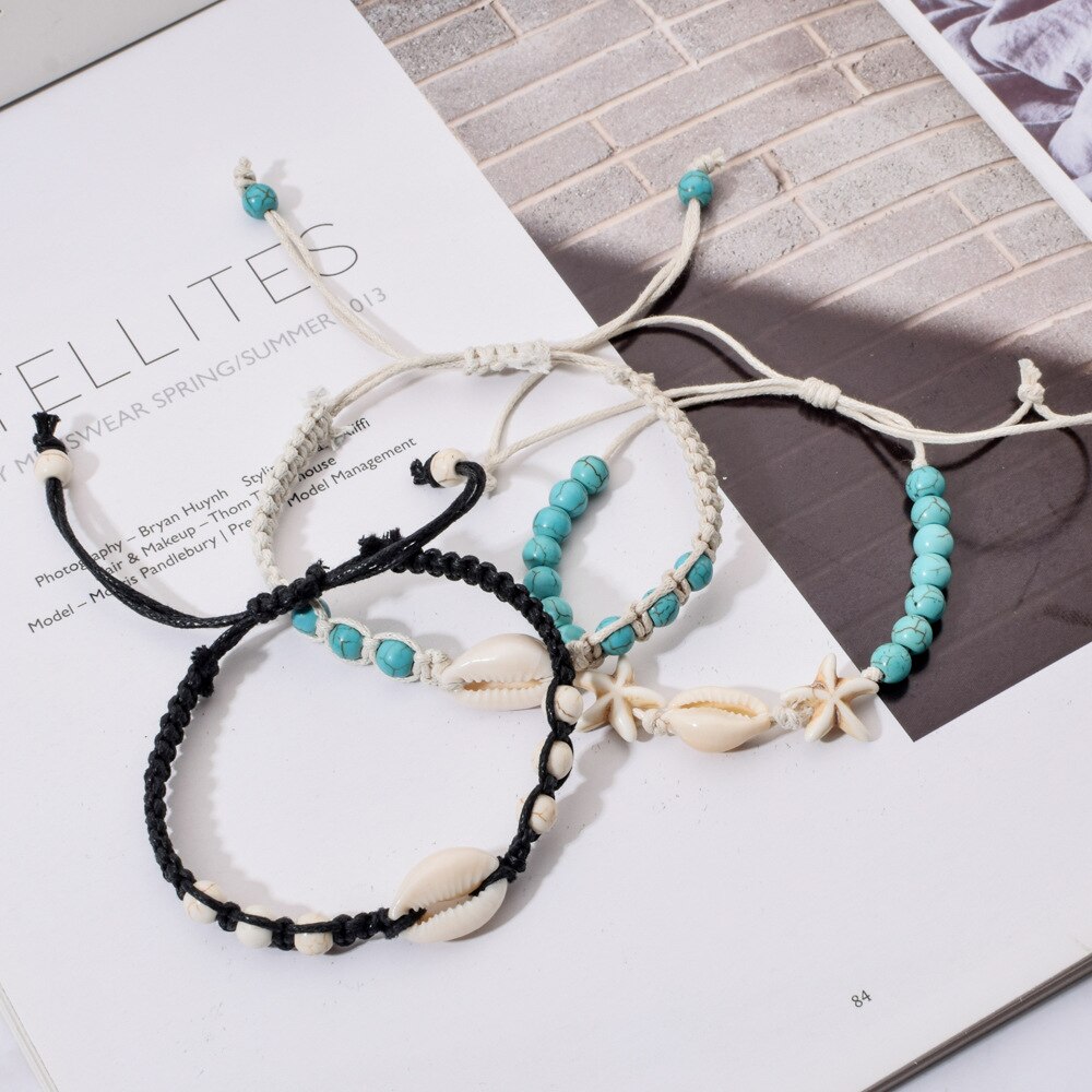 Summer Sea Shell Bracelet Fashion Beach Natural Seashell Handmade String Bracelets Bangles for Women Men Anklet Boho Jewelry. 