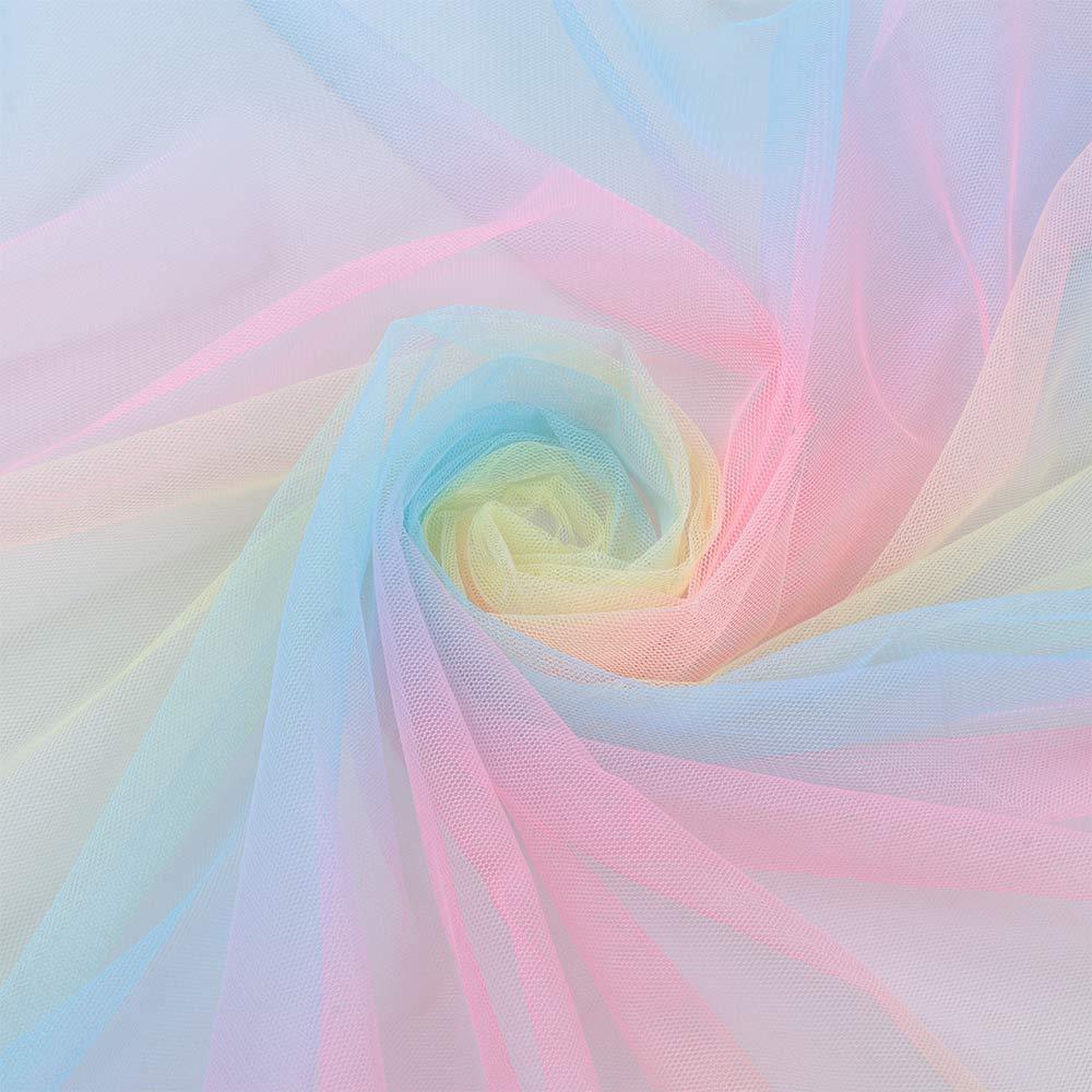 5 Yards 62 Inch Wide Rainbow Mesh Netting Sheer Rainbow Colorful Net Fabric Mesh Netting Ribbon for Skirt Dress Crafts. 
