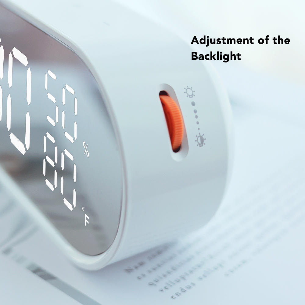 FanJu Mirror Digital Alarm Clock Table Snooze LED Display Time Temperatur Humidity Watch Night Light Desktop USB Home Decor. 