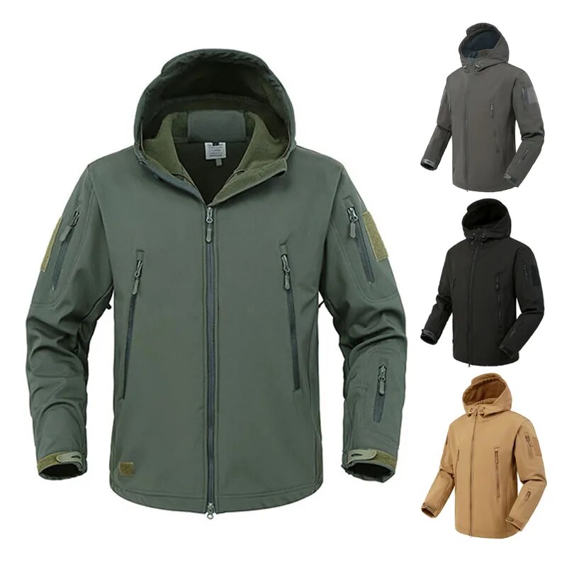 Military Shark Skin Soft Shell Jackets Men Tactical Windproof Waterproof jacket men Army Combat Jackets Mens Hooded Bomber Coats