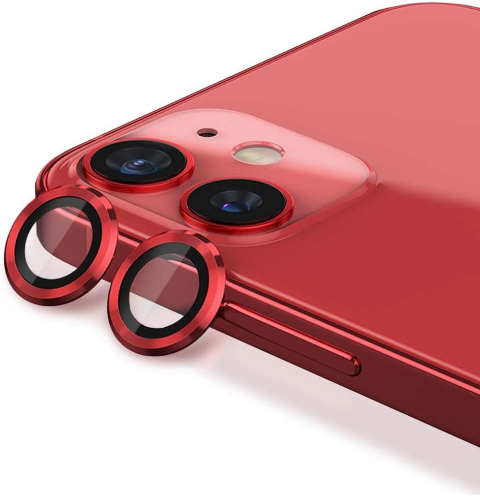 For Apple iPhone 11 Red WSKEN Ring Alloy Ultra Thin Camera Lens Protector. 