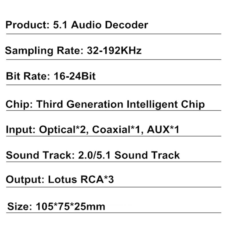 Audio Decoder Module-1 * 5.1 Optical Coaxial Audio Decoder-Black. 
