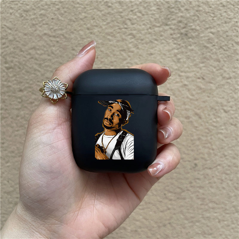Killer Bzzo Luxury Rapper Tupac 2pac Earphone Case for Airpods 2 Pro Pro2 Soft Black Charging Box Headphone Cover for Air Pod 3 Accessories