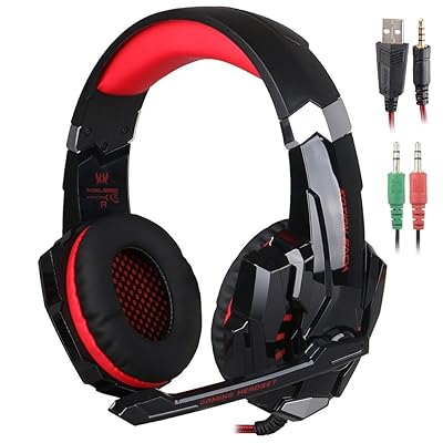 Kotion Each G9000 Over-Ear Gaming Headset 3.5mm Game Headphone Earphone with Microphone - Red. 