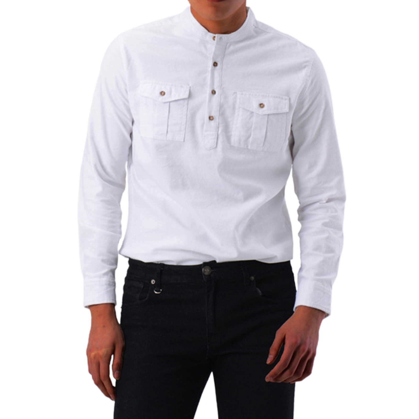 Long Sleeve Business Shirt Stand Collar 