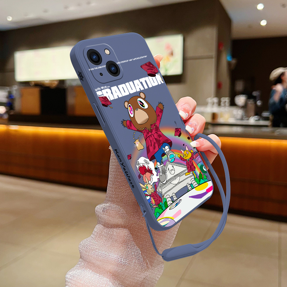 Kanye West Graduation Phone Case For iPhone 15 14 13 12 11 Pro happyMax Mini X XR XS MAX SE20 8 7 6 6S Plus Silicone with Hand Strap. 