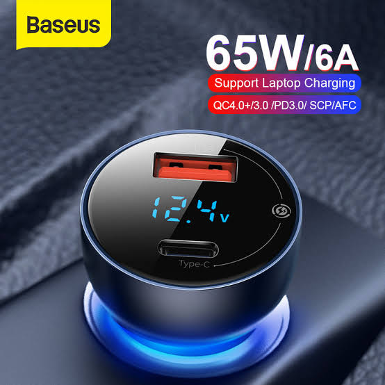 Baseus 65W PD Car Charger QC 4.0 QC 3.0 LED Display Type-C Fast Charger Quick Charger For all Phone USB Phone Charger In Car. 