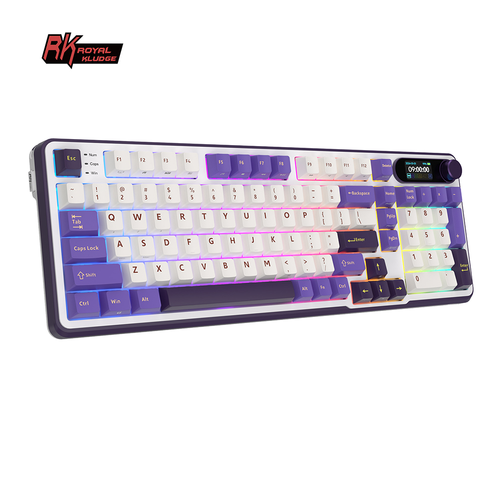 RK Royal Kludge RK S98 Blackberry 98 Key Tri-Mode RGB Wired Bluetooth 2.4G Wireless 3 Modes With TFT Screen. 
