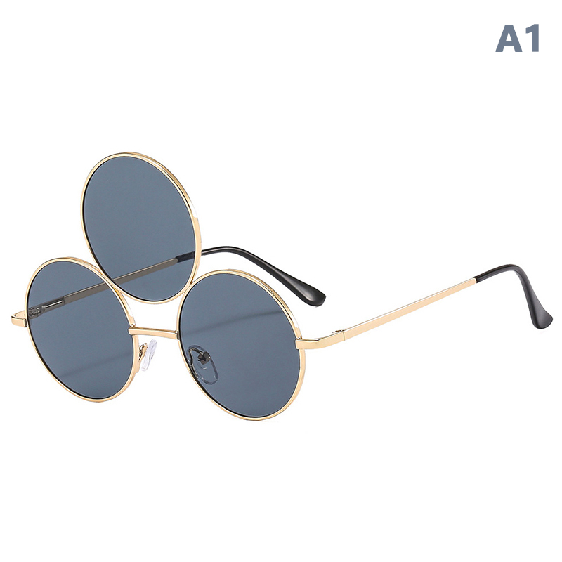 Third Eye Round Sunglasses Women/Men Holiday Sun Glasses Three Lenses Eyewear Shades UV400