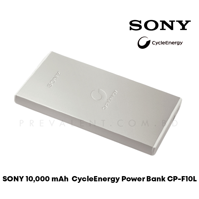 Sony CycleEnergy CP-F10L 10000mAh 3.6A Fast Charging Power Bank - Silver. 