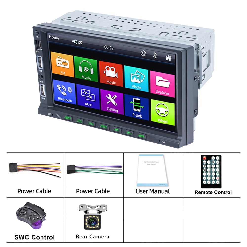 X-REAKO 1 Din Car Radio 7 HD Autoradio Multimedia MP5 Player Touch Screen MirrorLink Audio Stereo Bluetooth USB FM Type-C NoDVD. 