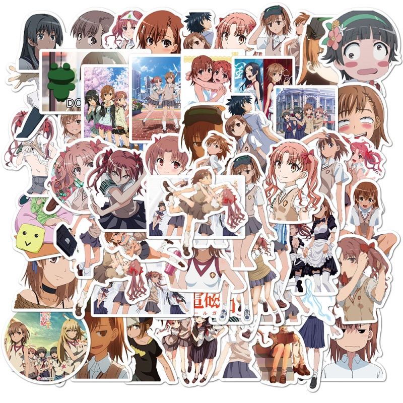 【happy one】Toaru no Railgun Anime Sticker Cute Girl Decals for Kid Phone Pack Skateboard Luggage Waterproof Stickers. 