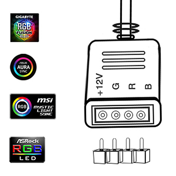 PC Computer SMD5050 4PIN 12V RGB Strip Light for Modding PC Chassis LED Light Strip Compatible with ASUS Aura Sync, Gigabyte RGB Fusion, MSI Mystic Light, ASRock RGB 4Pin Header. 