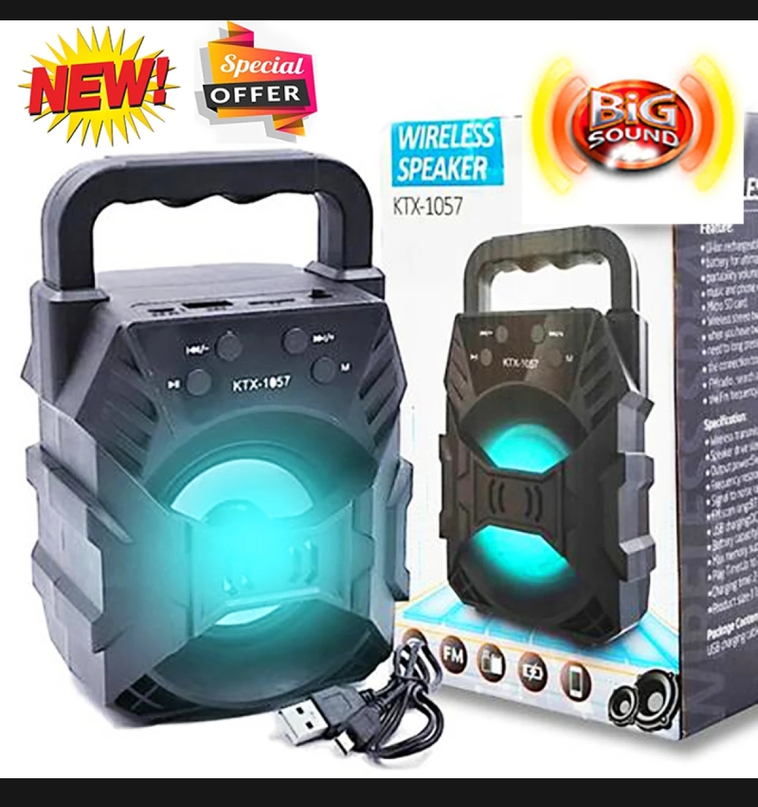 Bluetooth Speaker KTS 1057 Wirless protable Speaker with microSd card slot and usb slot. 