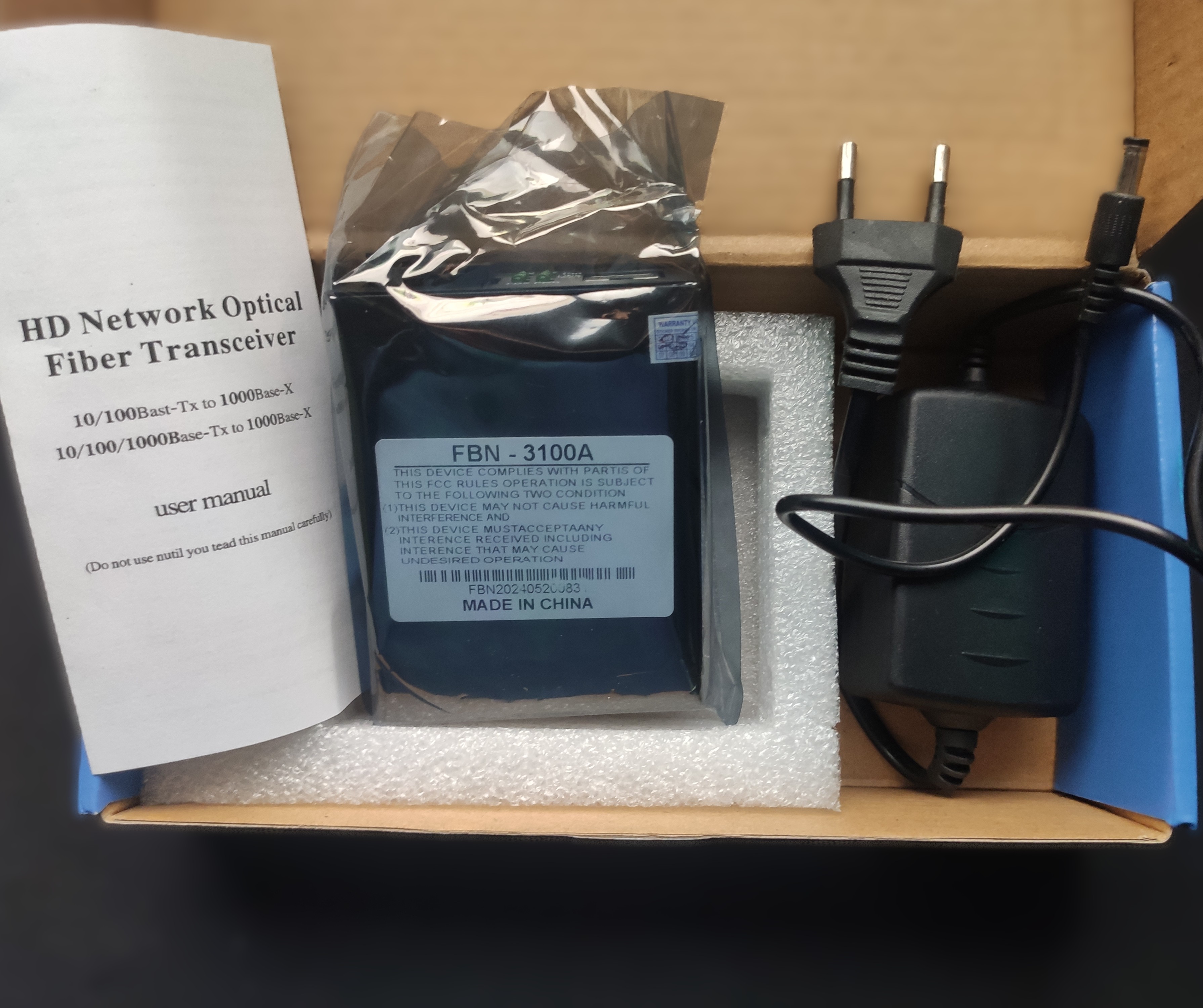 FiberNet FBN-3100A 10/100M Ethernet Media Converter | Single Mode Fiber | 20KM Transmission Distance | Plug & Play | Compact Design. 