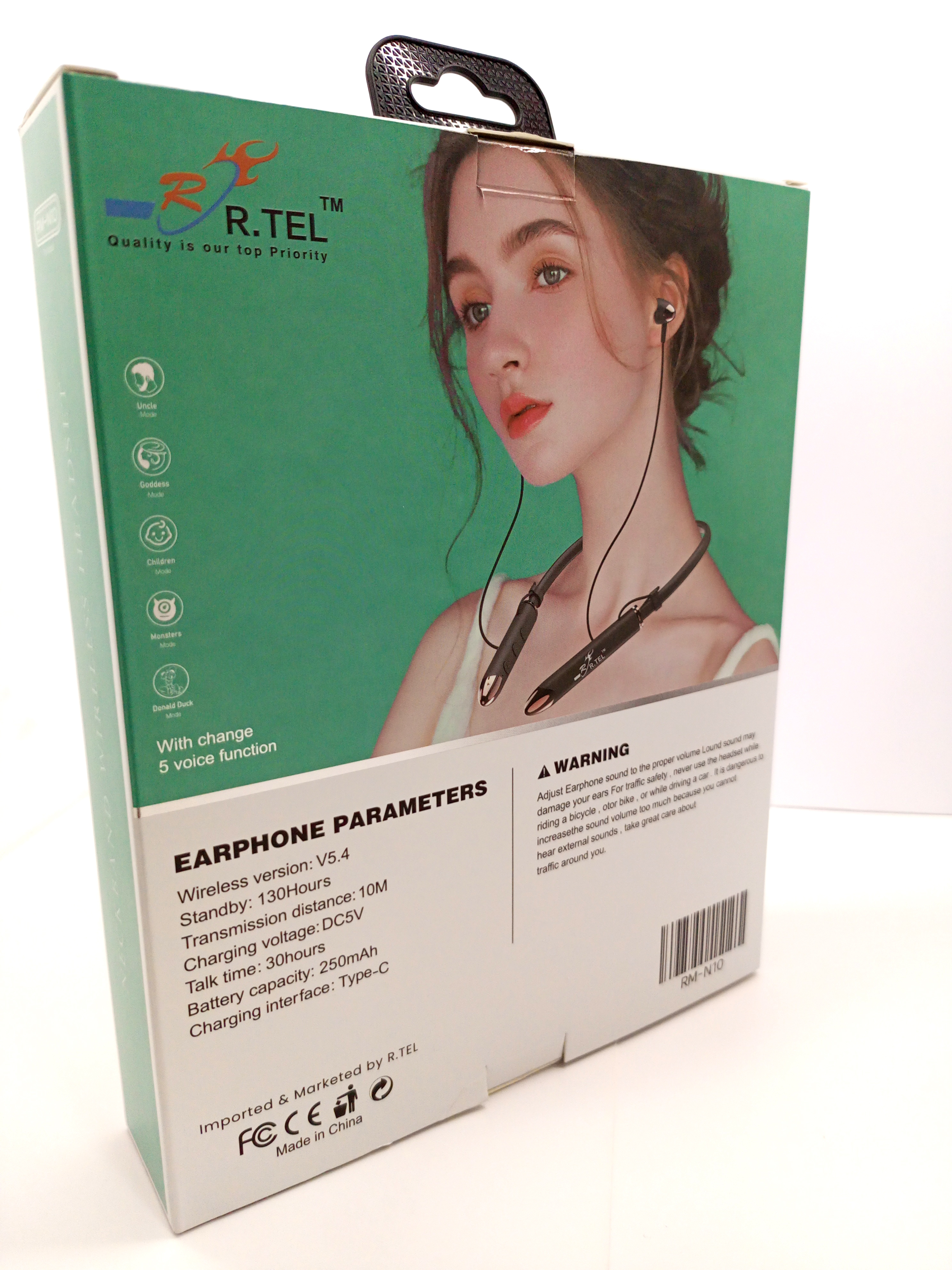 R TEL RM-N10 Neckband ENC 5 voice Changer High Quality Sound With 2 Mobile Connect at the same time. 