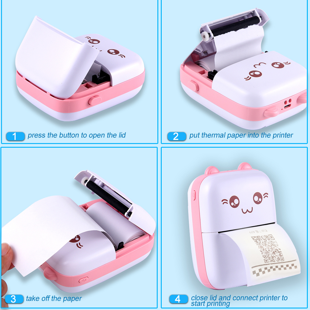 Mini Thermal Printer Photo Note Sticker Printing Bluetooth Wiressless Printer for IOS Androd Phone No Need Ink in 57mm.. 